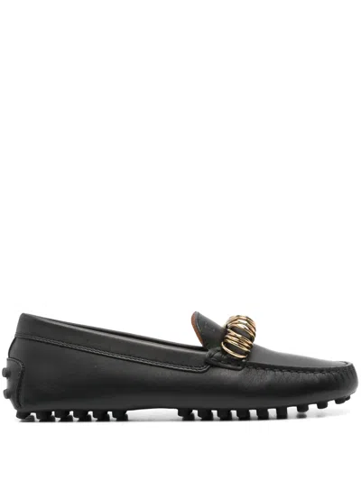 Tod's Logo-plaque Loafers In Black