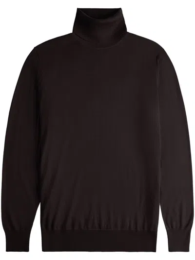 Tod's Roll Neck Wool Jumper In Brown