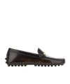 Tod's 'gommino' Brown Loafers With Engraved Logo In Black