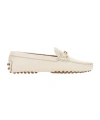 Tod's White Lime Calfskin Driving Loafer With Low Heel In Nude