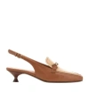 Tod's 35 Leather Slingback Pumps In Brown