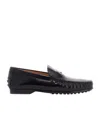 Tod's Men's Black Calfskin Loafers With Elegant Insert And Rubber Sole In Black
