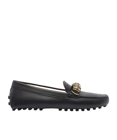 Tod's Ring Embellished Loafers In Black
