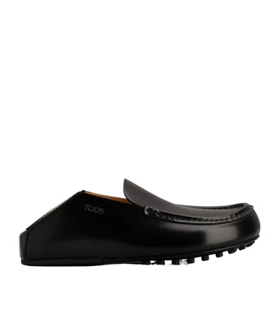 Tod's Round Head Loafer Shoes In Black