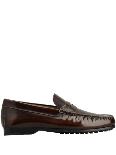 Tod's Round Head Loafer Shoes In Black