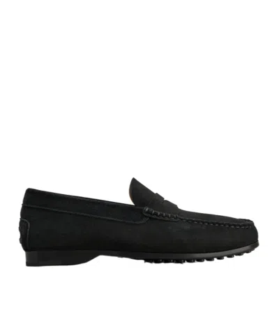 Tod's Round Head Loafer Shoes In Black