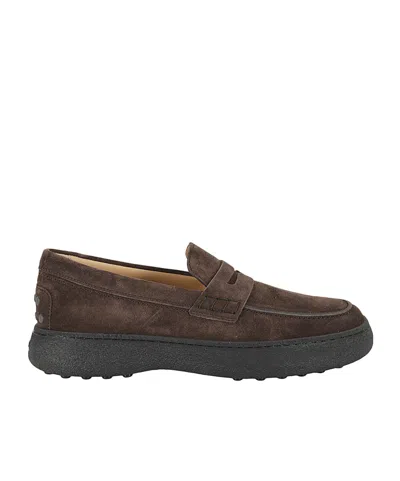 Tod's Round Head Loafer Shoes In Black