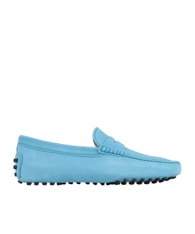Tod's Round Head Loafer Shoes In Blue