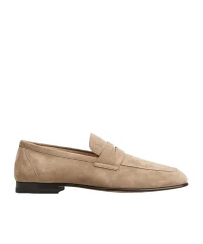 Tod's Round Head Loafer Shoes In Nude