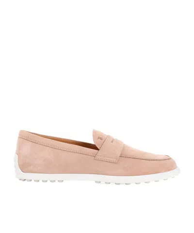 Tod's Round Head Loafer Shoes In Nude