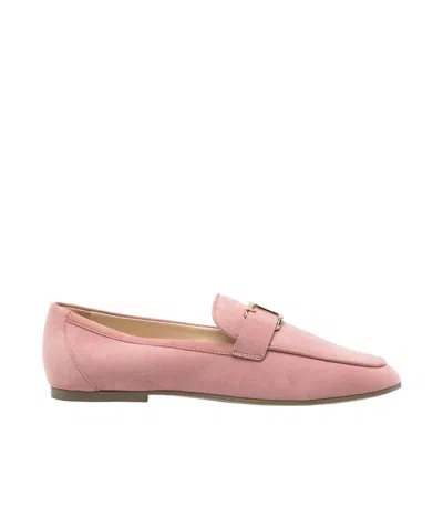 Tod's Round Head Loafer Shoes In Pink