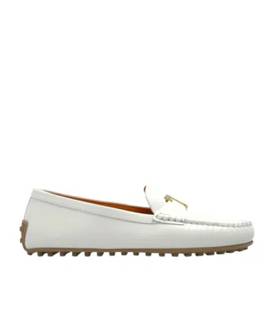 Tod's Round Head Loafer Shoes In White