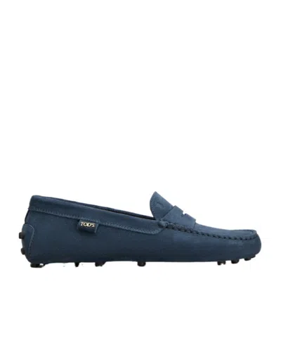 Tod's Round-head Minoccasin-bean Shoes In Blue