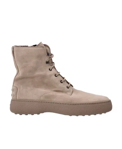 Tod's Round-headed Short Boots In Nude