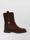Tod's Round Toe Ankle Boots With Side Buckle