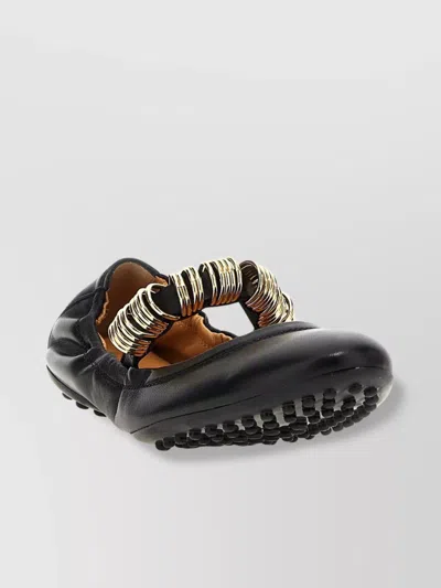 Tod's Round Toe Ballet Flats With Textured Sole In Black