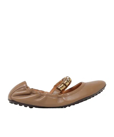 Tod's Round Toe Ballet Shoes In Brown