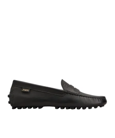 Tod's Round Toe Bean Shoes In Black