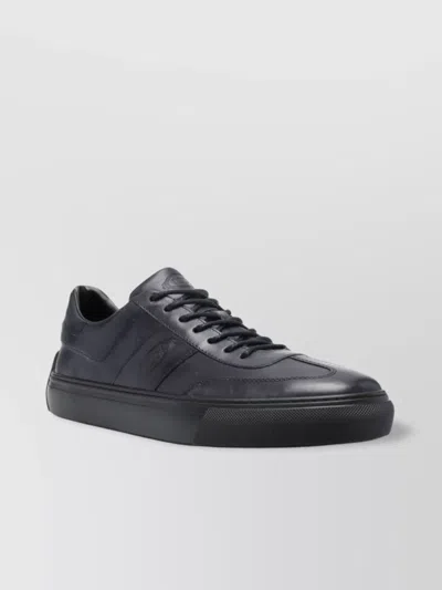 Tod's Round Toe Calf Leather Sneakers In Grey