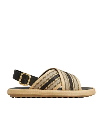 TOD'S TWO-TONE WOVEN SANDALS