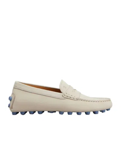 Tod's Round Toe Flat Shoes In White