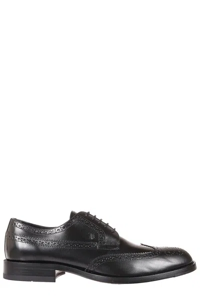 Tod's Round Toe Lace-up Brogues In Black