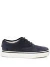Tod's Round Toe Suede Sneakers Contrast Sole In Blue