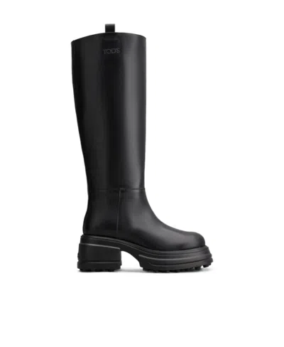 TOD'S TOD'S LOGO EMBOSSED KNEE-LENGTH BOOTS