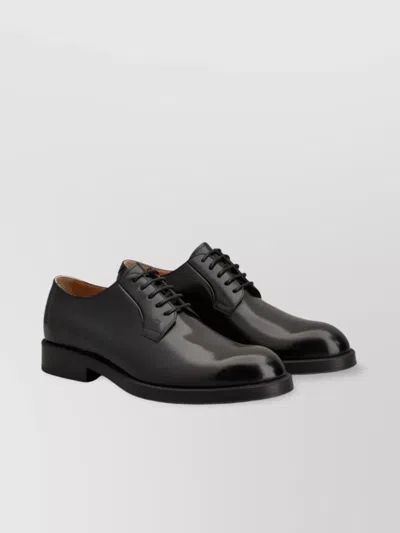 Tod's Round Toe Leather Derby Shoes In Black