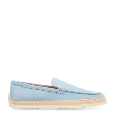 Tod's Round Toe Loafers In Blue