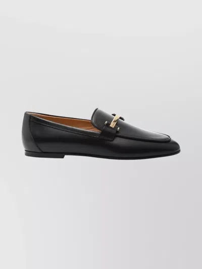 Tod's Round Toe Loafers Gold-tone Hardware In Black
