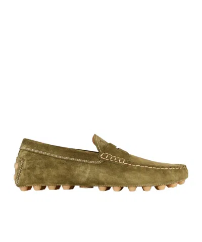 Tod's Round Toe Loafers In Green