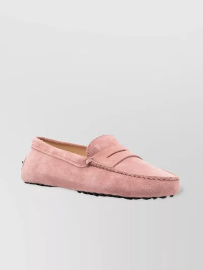 Tod's Round Toe Loafers With Signature Gommino Sole In Pink