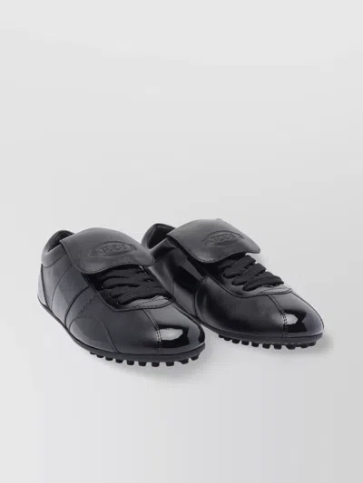 Tod's Round Toe Low-top Sneakers With Patent Finish