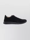 Tod's Round Toe Low Top Suede Sneakers With Rubber Sole In Black