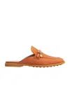 Tod's Orange Solid Sabots Slides In Brown