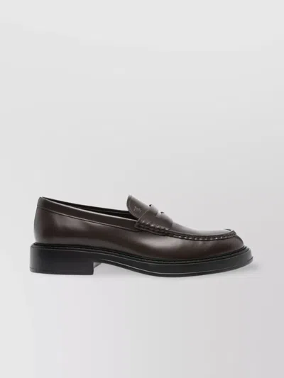 TOD'S ROUND TOE PENNY STRAP LOAFERS IN CALF LEATHER