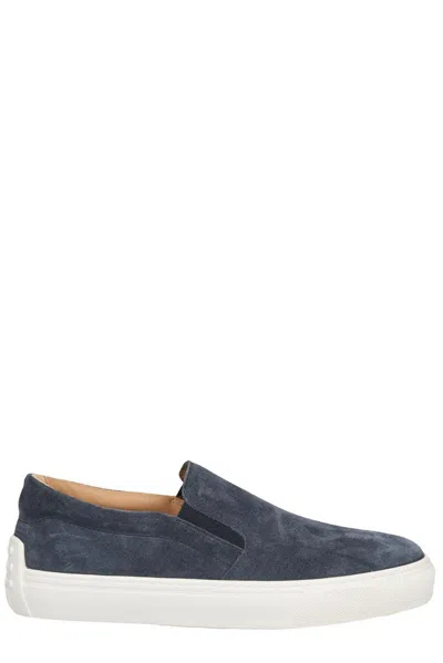 Tod's Round Toe Slip-on Sneakers In Blue