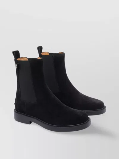 Tod's Round Toe Suede Ankle Boots