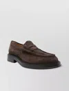 Tod's Round Toe Suede Finish Loafers With Rubber Sole