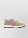 Tod's Round Toe Suede Finish Rubber Sole Sneakers In Nude
