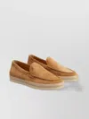 Tod's Round Toe Suede Loafers With Espadrille Detail