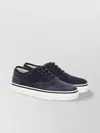 Tod's Round Toe Suede Sneakers Contrast Sole In Blue