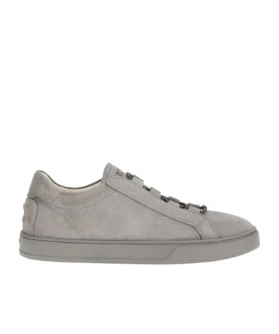 Tod's Lace Up Shoes In Suede Mouse Grey With Rubber Sole In Gray