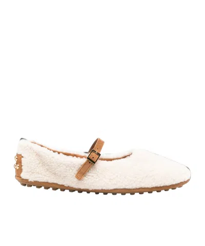 Tod's Round-toe Ballet Flats In White