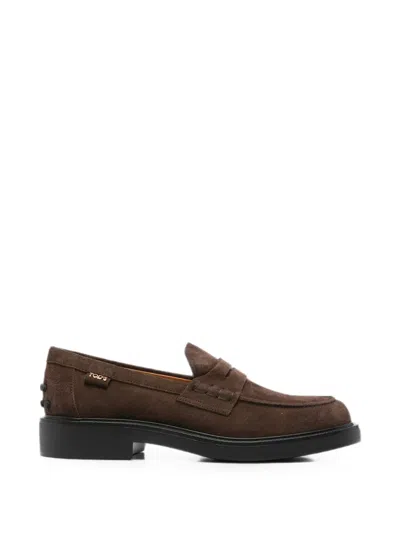 Tod's Round-toe Leather Loafers In Brown