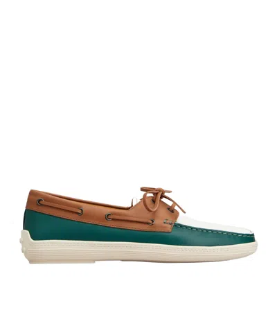 Tod's Boat Shoes In Leather In Multi