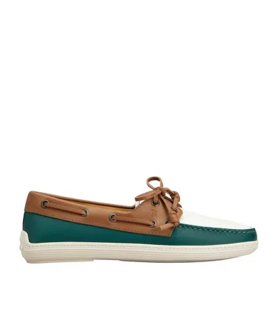 Tod's Boat Shoes In Leather In Multi
