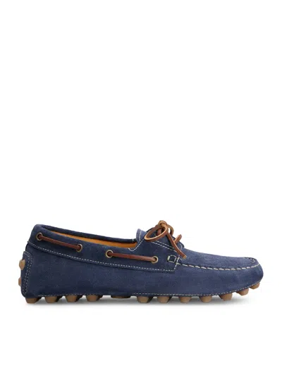 Tod's Boat Gommino Bubble In Suede In Blue