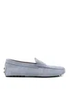Tod's Rubber Moccasin In Suede Leather In Blue
